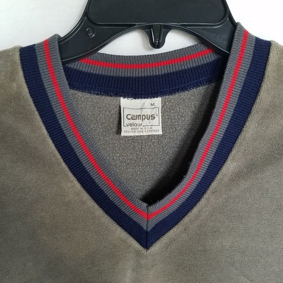 Vintage | Campus Velour V Neck Pullover - Picture 5 of 14